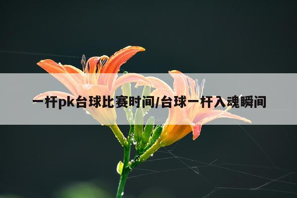 一杆pk台球比赛时间/台球一杆入魂瞬间