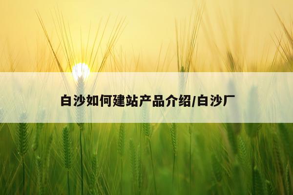 白沙如何建站产品介绍/白沙厂