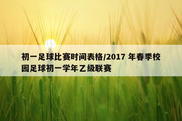 初一足球比赛时间表格/2017 年春季校园足球初一学年乙级联赛