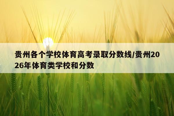 贵州各个学校体育高考录取分数线/贵州2026年体育类学校和分数