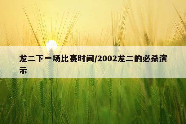 龙二下一场比赛时间/2002龙二的必杀演示