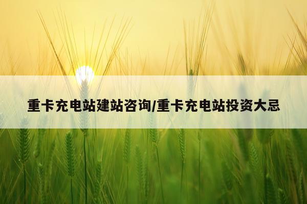 重卡充电站建站咨询/重卡充电站投资大忌