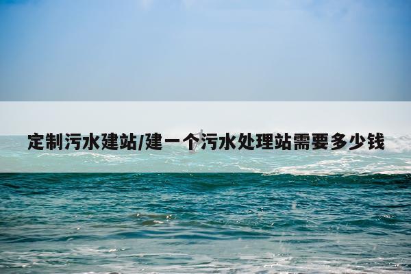 定制污水建站/建一个污水处理站需要多少钱