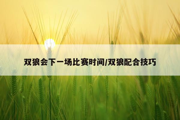 双狼会下一场比赛时间/双狼配合技巧