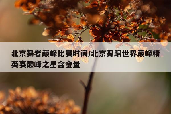北京舞者巅峰比赛时间/北京舞蹈世界巅峰精英赛巅峰之星含金量