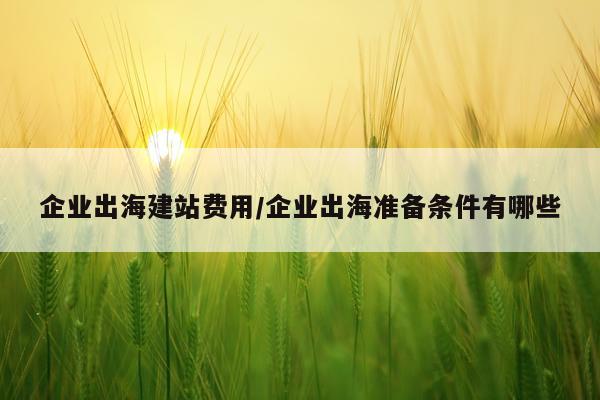 企业出海建站费用/企业出海准备条件有哪些