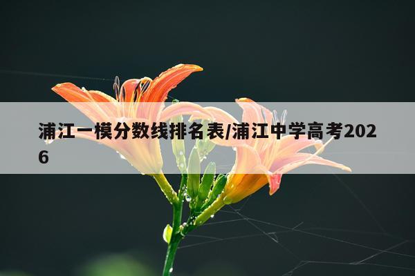 浦江一模分数线排名表/浦江中学高考2026