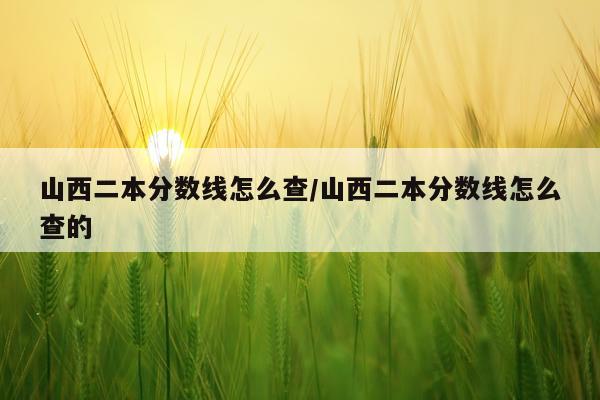 山西二本分数线怎么查/山西二本分数线怎么查的