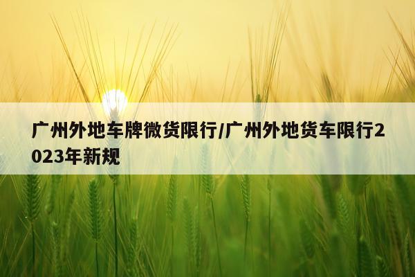 广州外地车牌微货限行/广州外地货车限行2023年新规