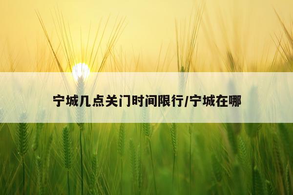 宁城几点关门时间限行/宁城在哪