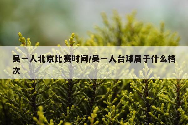 吴一人北京比赛时间/吴一人台球属于什么档次