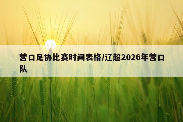 营口足协比赛时间表格/辽超2026年营口队