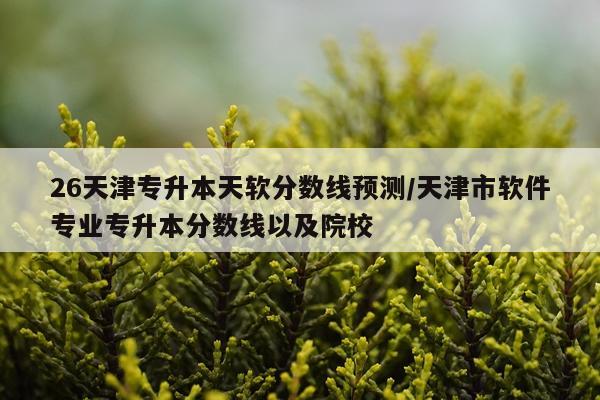 26天津专升本天软分数线预测/天津市软件专业专升本分数线以及院校