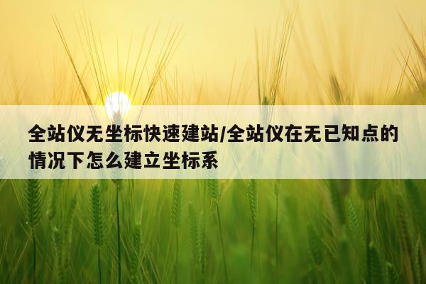 全站仪无坐标快速建站/全站仪在无已知点的情况下怎么建立坐标系