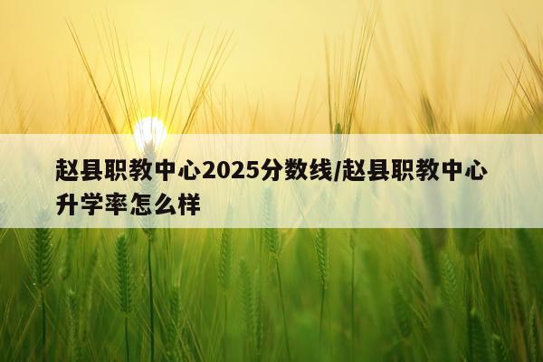赵县职教中心2025分数线/赵县职教中心升学率怎么样