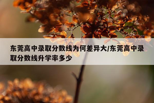 东莞高中录取分数线为何差异大/东莞高中录取分数线升学率多少
