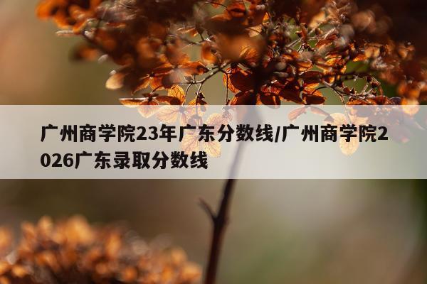 广州商学院23年广东分数线/广州商学院2026广东录取分数线