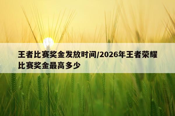 王者比赛奖金发放时间/2026年王者荣耀比赛奖金最高多少
