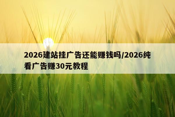 2026建站挂广告还能赚钱吗/2026纯看广告赚30元教程