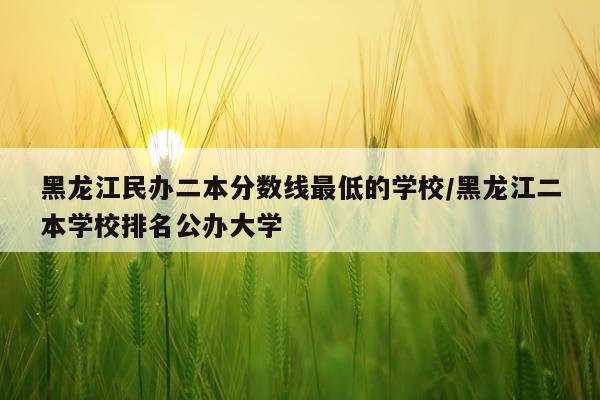 黑龙江民办二本分数线最低的学校/黑龙江二本学校排名公办大学
