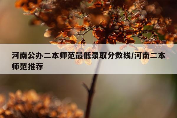 河南公办二本师范最低录取分数线/河南二本师范推荐
