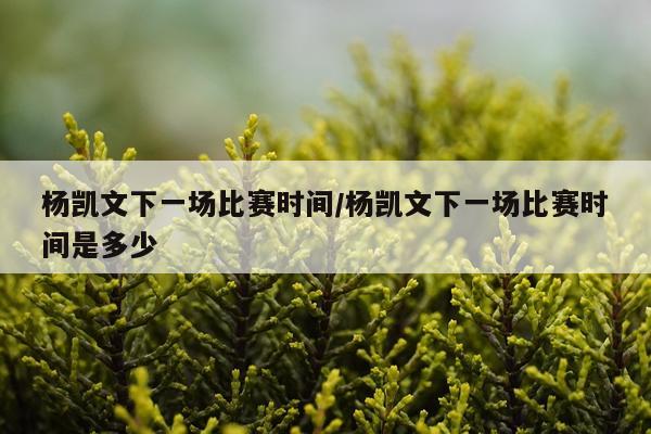 杨凯文下一场比赛时间/杨凯文下一场比赛时间是多少