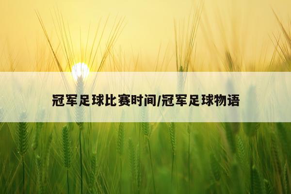 冠军足球比赛时间/冠军足球物语