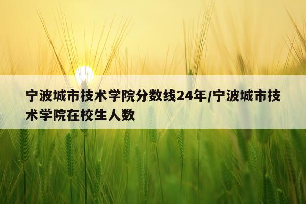 宁波城市技术学院分数线24年/宁波城市技术学院在校生人数
