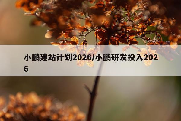 小鹏建站计划2026/小鹏研发投入2026