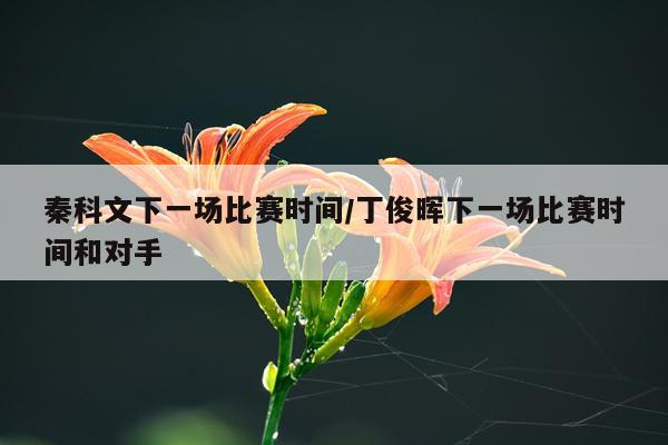 秦科文下一场比赛时间/丁俊晖下一场比赛时间和对手