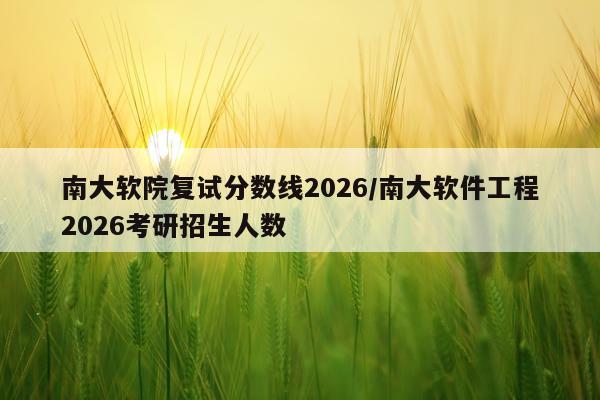 南大软院复试分数线2026/南大软件工程2026考研招生人数