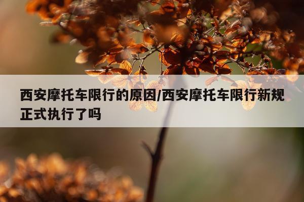 西安摩托车限行的原因/西安摩托车限行新规正式执行了吗
