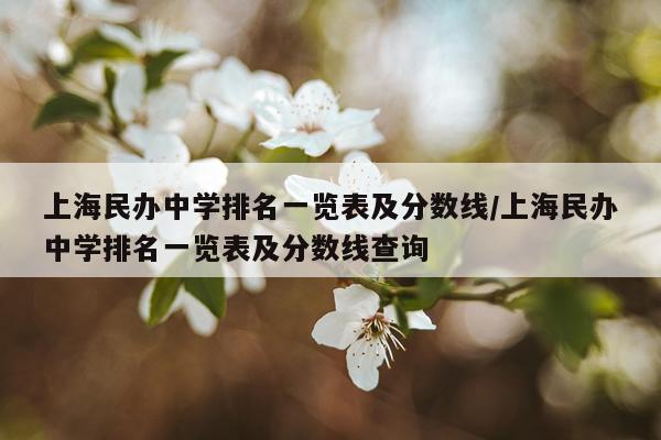 上海民办中学排名一览表及分数线/上海民办中学排名一览表及分数线查询