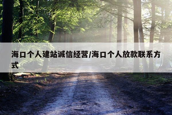 海口个人建站诚信经营/海口个人放款联系方式