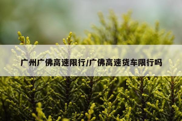广州广佛高速限行/广佛高速货车限行吗