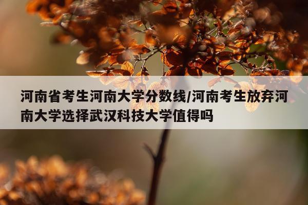 河南省考生河南大学分数线/河南考生放弃河南大学选择武汉科技大学值得吗