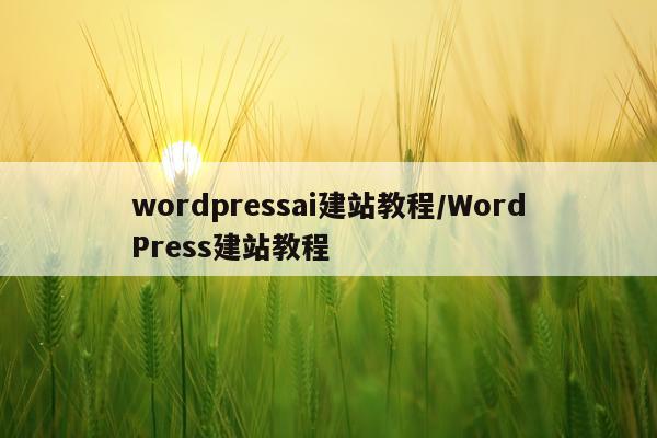 wordpressai建站教程/WordPress建站教程