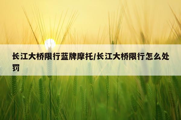 长江大桥限行蓝牌摩托/长江大桥限行怎么处罚