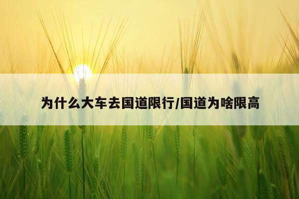 为什么大车去国道限行/国道为啥限高
