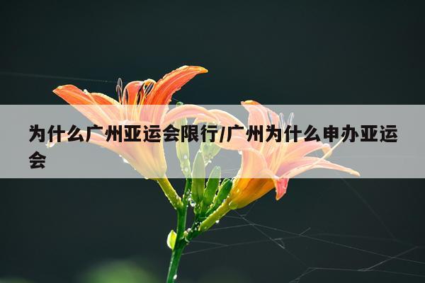 为什么广州亚运会限行/广州为什么申办亚运会