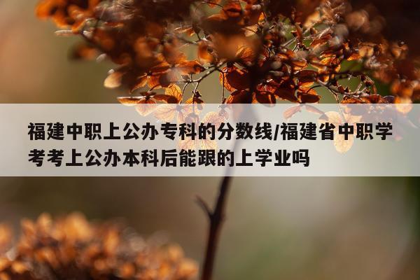 福建中职上公办专科的分数线/福建省中职学考考上公办本科后能跟的上学业吗