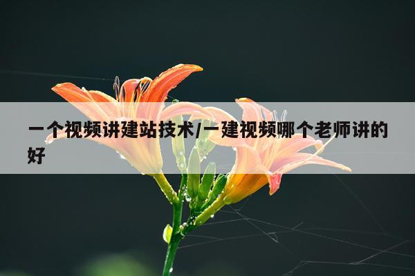 一个视频讲建站技术/一建视频哪个老师讲的好